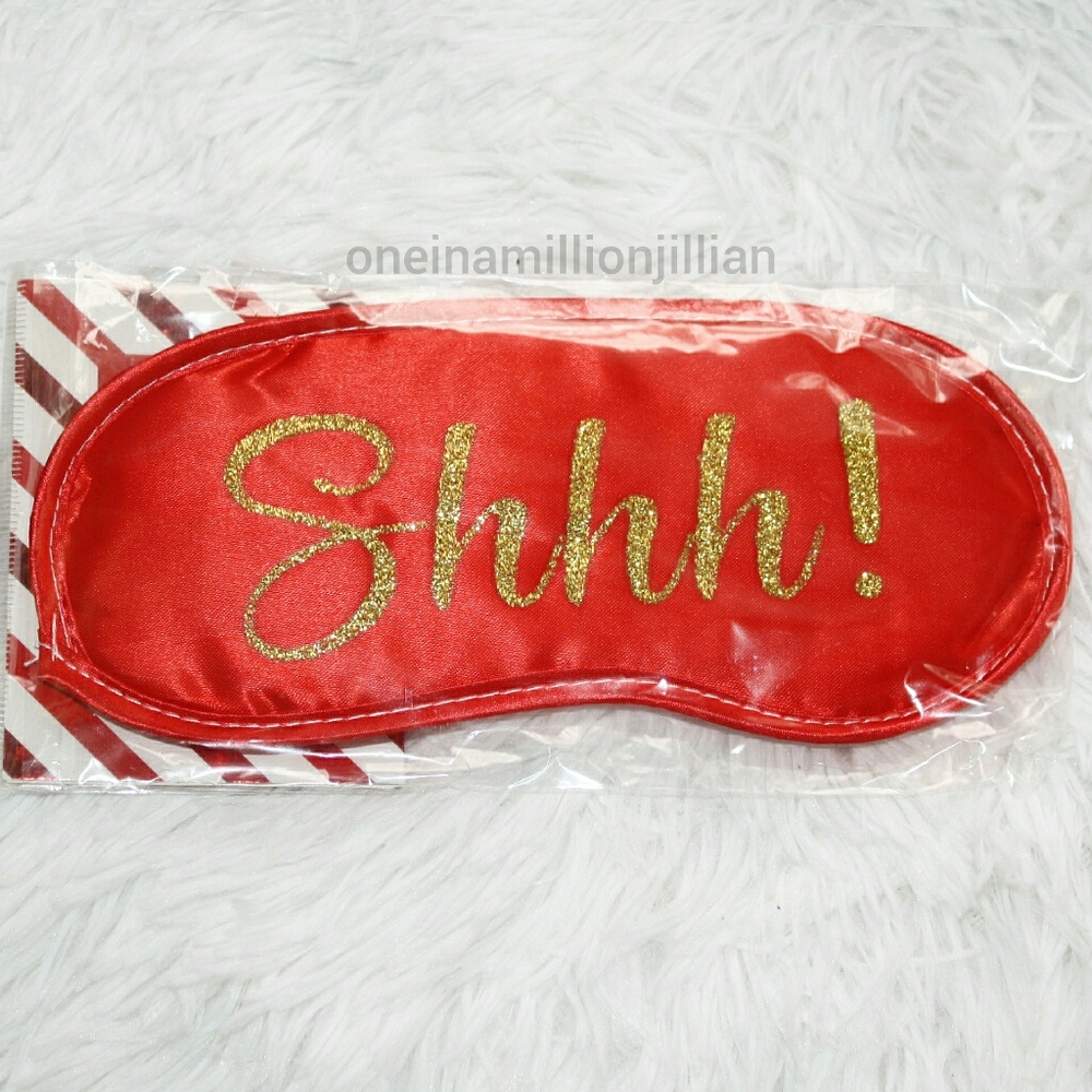 Shhh! Sleep Mask - Red + Gold Glitter